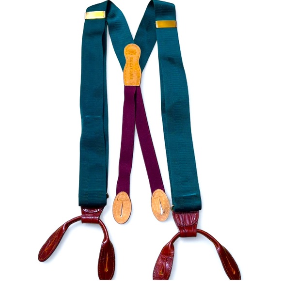 Martin Dingman Other - Martin Dingman Dark Green & Leather Suspenders – Solid Brass Cushions